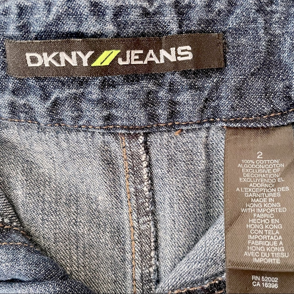 DKNY Jeans Denim Embroidered A-Line Skirt - Picture 7 of 9